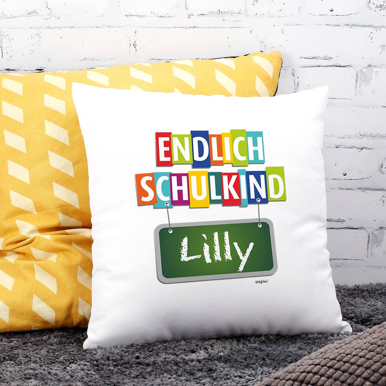 Endlich Schulkind Kissen mit Name