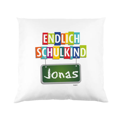 Endlich Schulkind Kissen mit Name