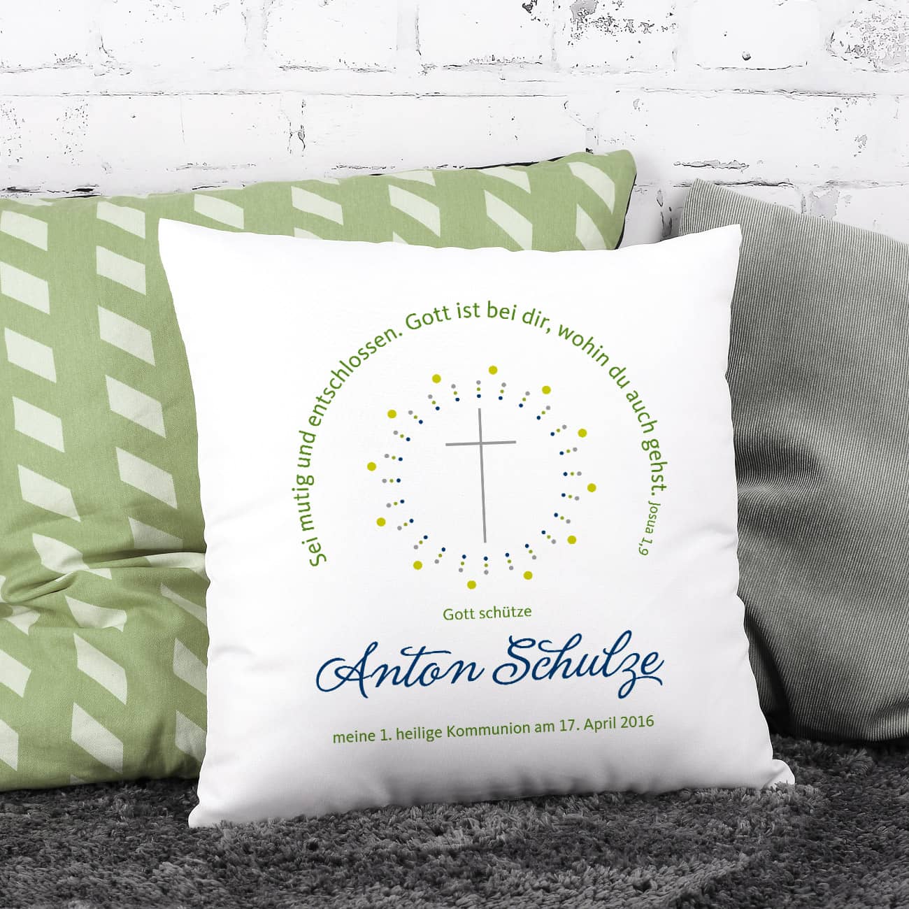 Kissen für Jungen zur Taufe, Kommunion oder Konfirmation