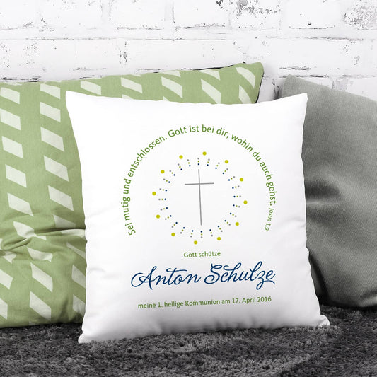 Kissen für Jungen zur Taufe, Kommunion oder Konfirmation