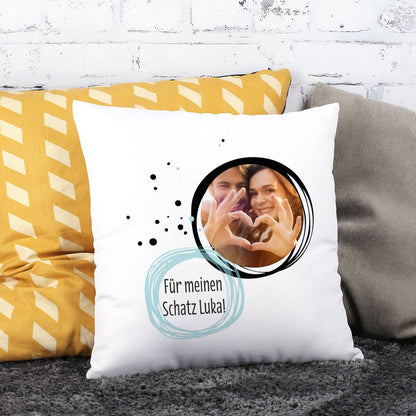 Persönliches Kissen zum Verschenken mit Foto und Wunschtext