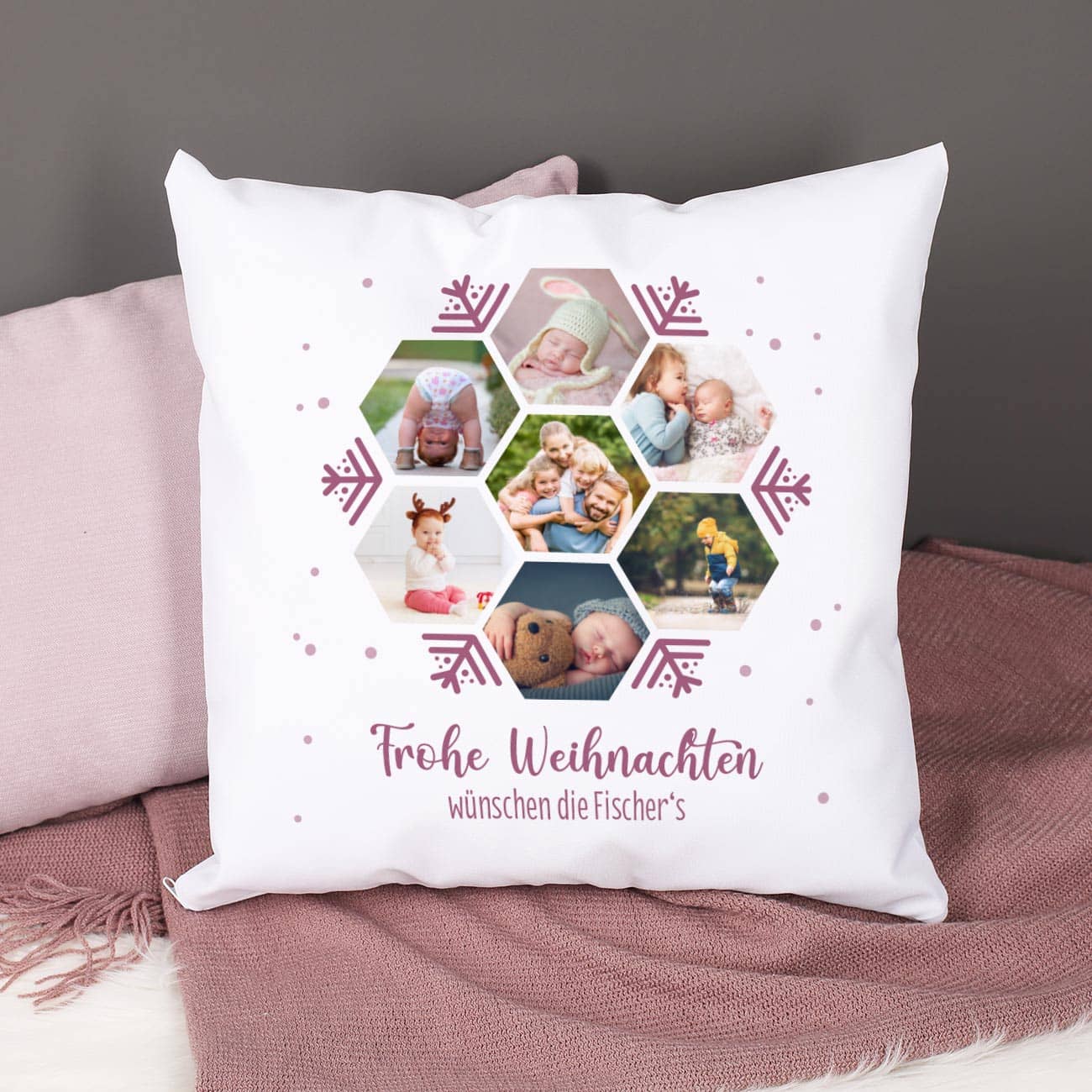 Kissen zu Weihnachten mit personalisiertem Druck