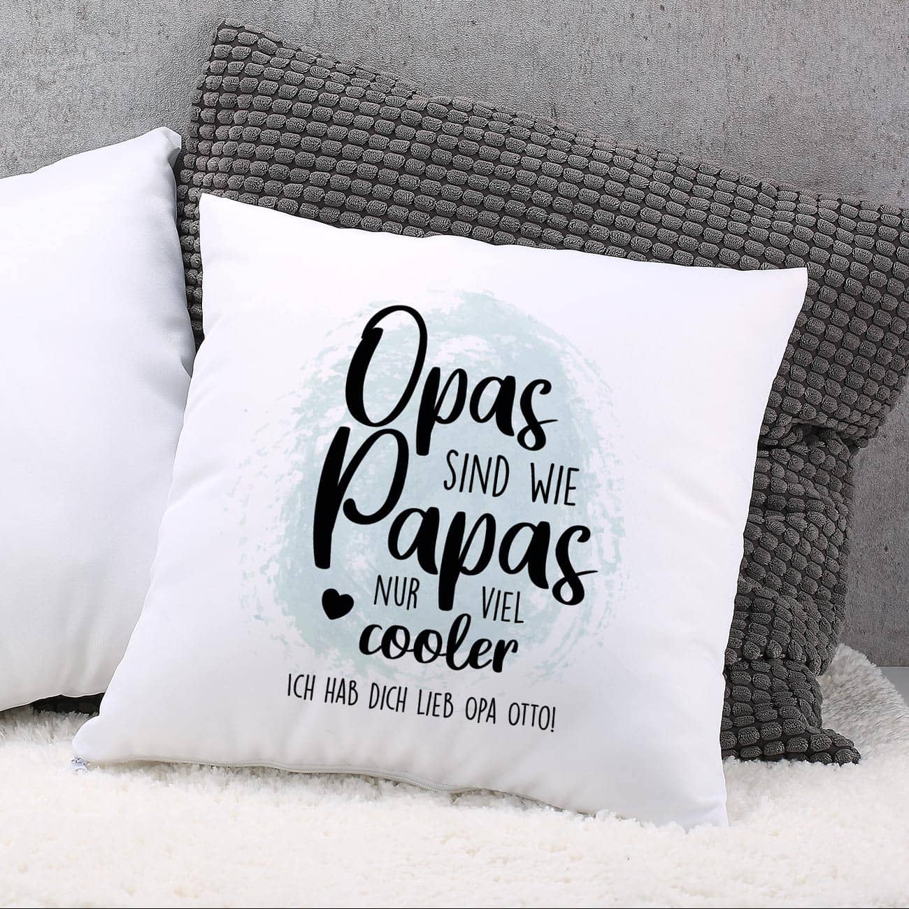 bedrucktes Kissen für Opas mit Spruch und Wunschtext
