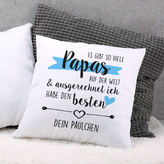 Gemütliches Kissen zum Vatertag mit Ihrem Wunschtext bedruckt