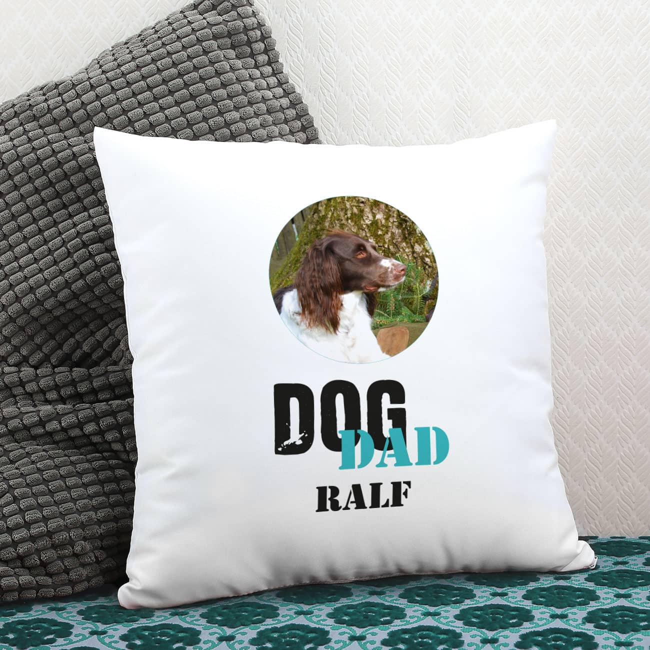 Dog Dad Kissen mit persönlichen Fotoaufdruck und Wunschname
