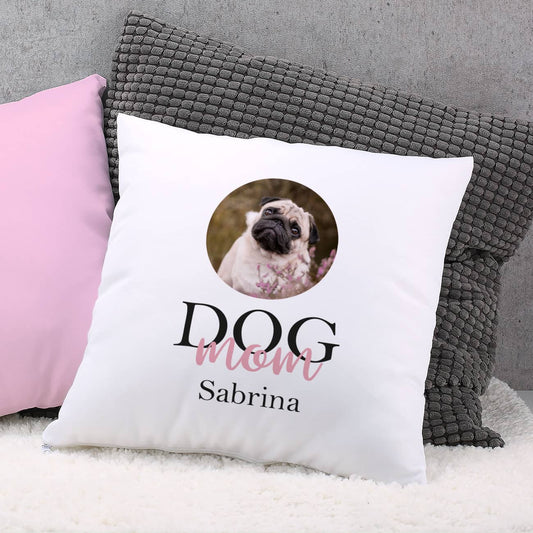 Fotokissen Dog Mom mit Ihrem Wunschnamen bedruckt