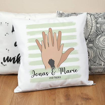 Liebevolles Familienkissen mit individuellem Druck