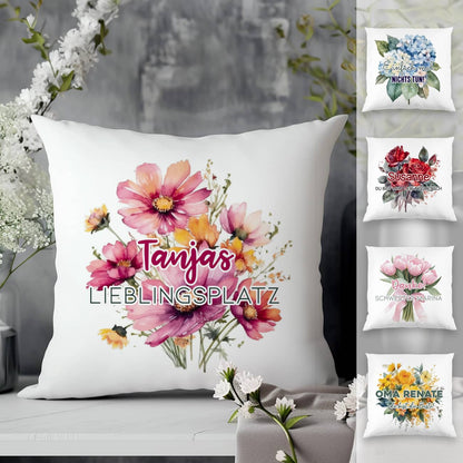 Blumenkissen mit Ihrem Text - verschiedene Motiv auswählbar