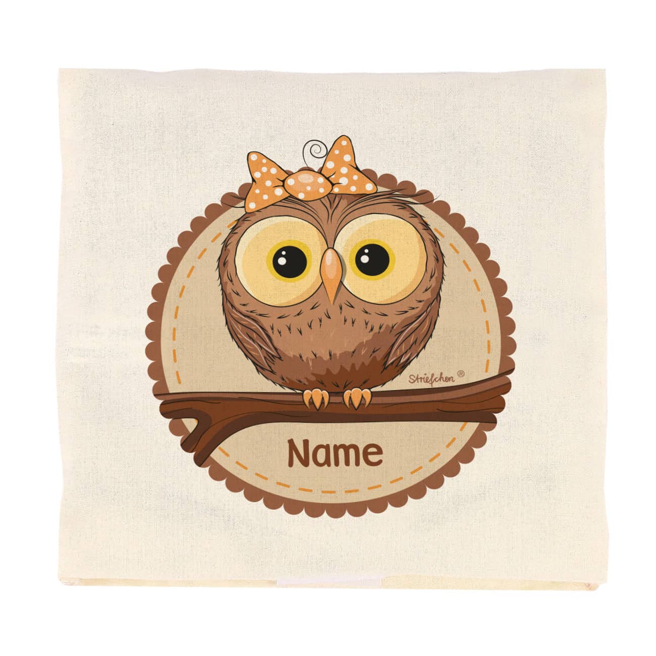 Kirschkernkissen mit persönlichen Aufdruck mit einer Eule