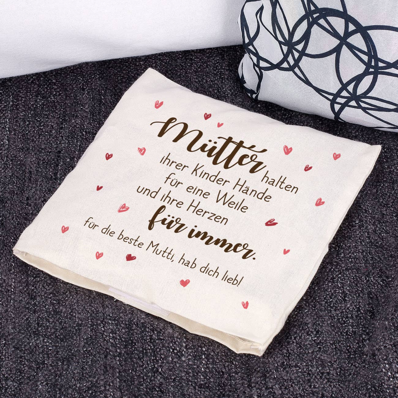 Kirschkernkissen mit Spruch und Wunschtext zum Muttertag