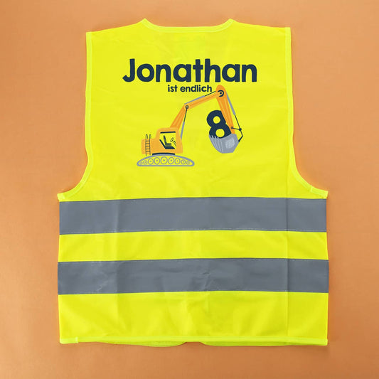 Kinderwarnweste Bagger zum Geburtstag