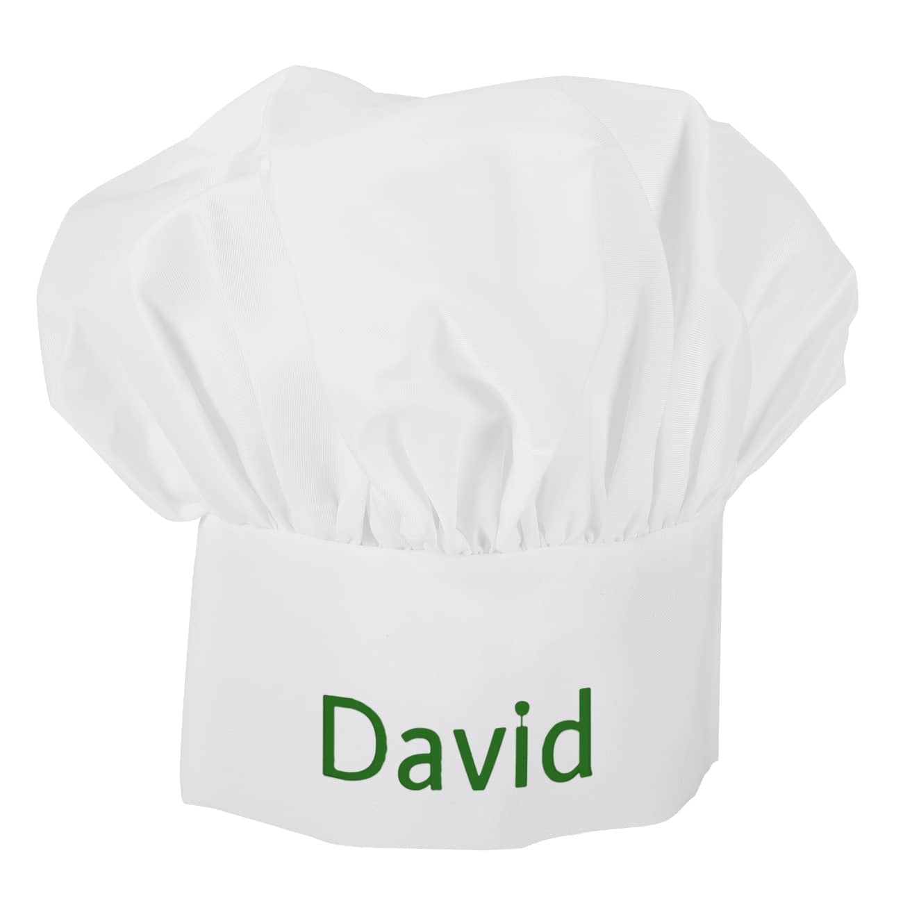Weiße Kochmütze mit Ihrem Wunschnamen bestickt