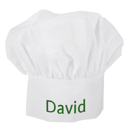 Weiße Kochmütze mit Ihrem Wunschnamen bestickt