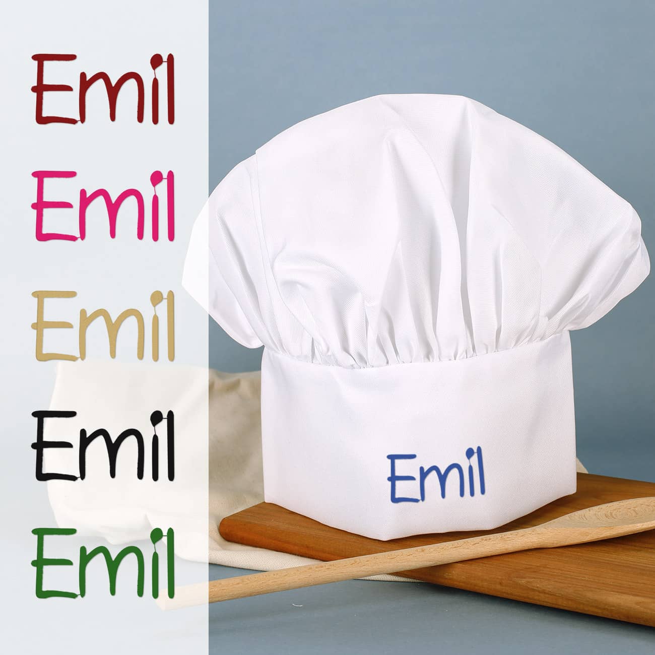Kochmütze mit Ihrem Wunschnamen in vielen verschiedenen Farben gestaltet