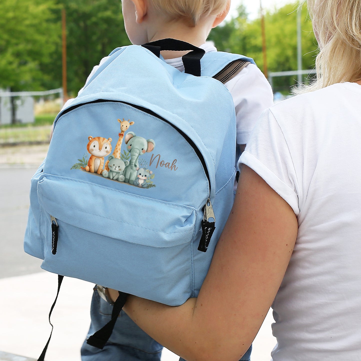 Kinderrucksack mit Tiermotiven in Blau für Jungen | Modell: Safari