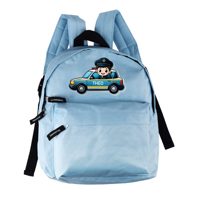 Kinderrucksack mit Polizeiauto-Motiv und Namen personalisierbar für Jungen