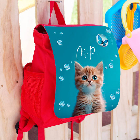 Kindergartenrucksack mit niedlicher Katze und Name