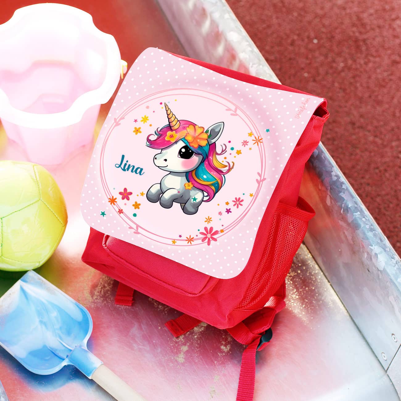 Kindergartenrucksack mit Einhorn und Name