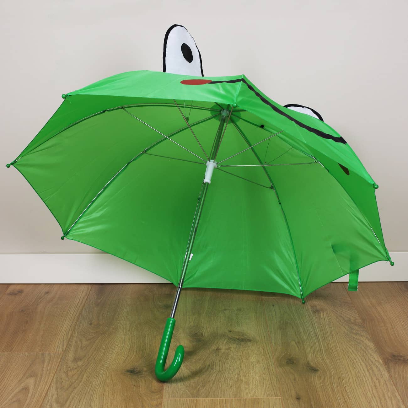 Kinderregenschirm Frosch mit Metallgestänge und gebogenem Griff