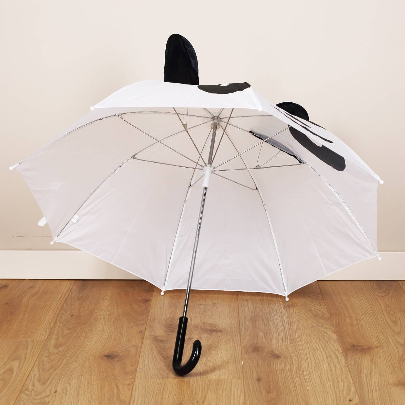 Kinderregenschirm Panda mit Metallgestänge und gebogenem Griff