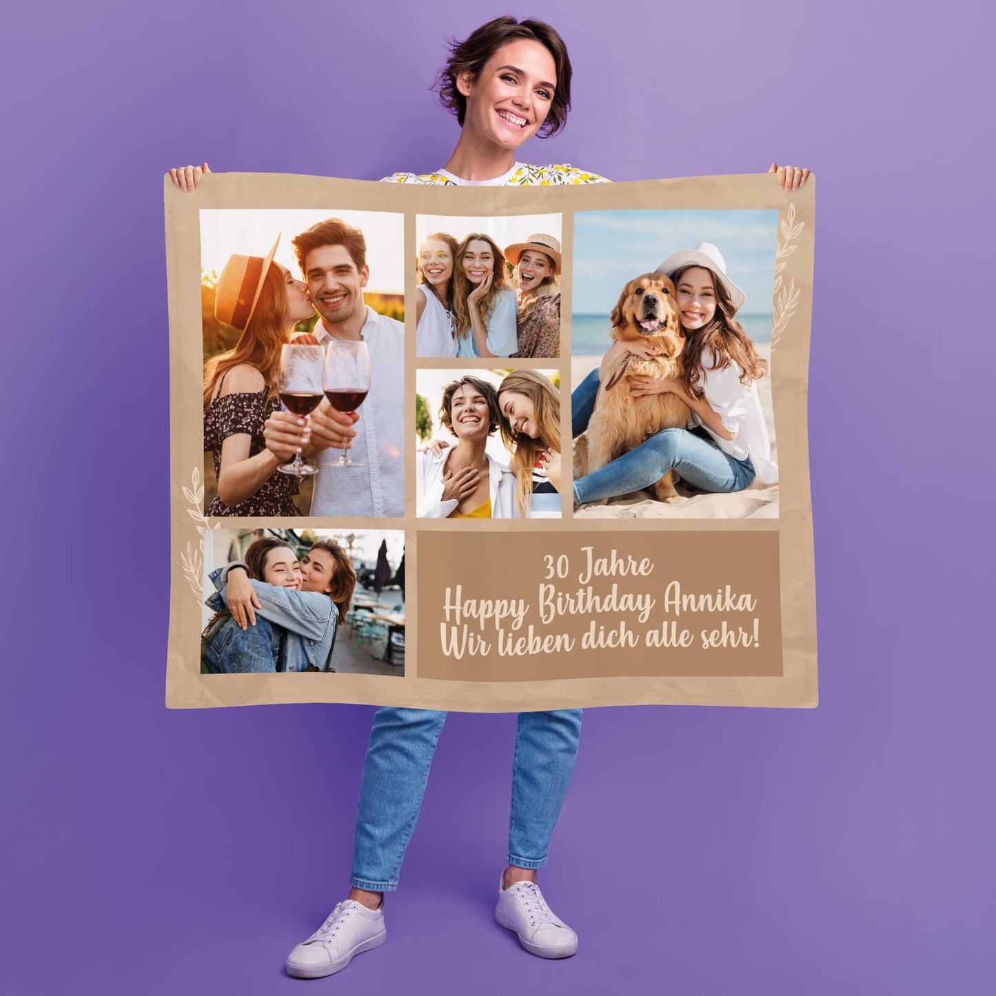 Kleine Kuscheldecke mit Fotos und Wunschtext