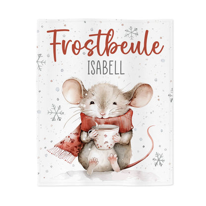 Frostbeule - kleine Kuscheldecke mit Ihrem Wunschnamen und niedlichem Mausmotiv