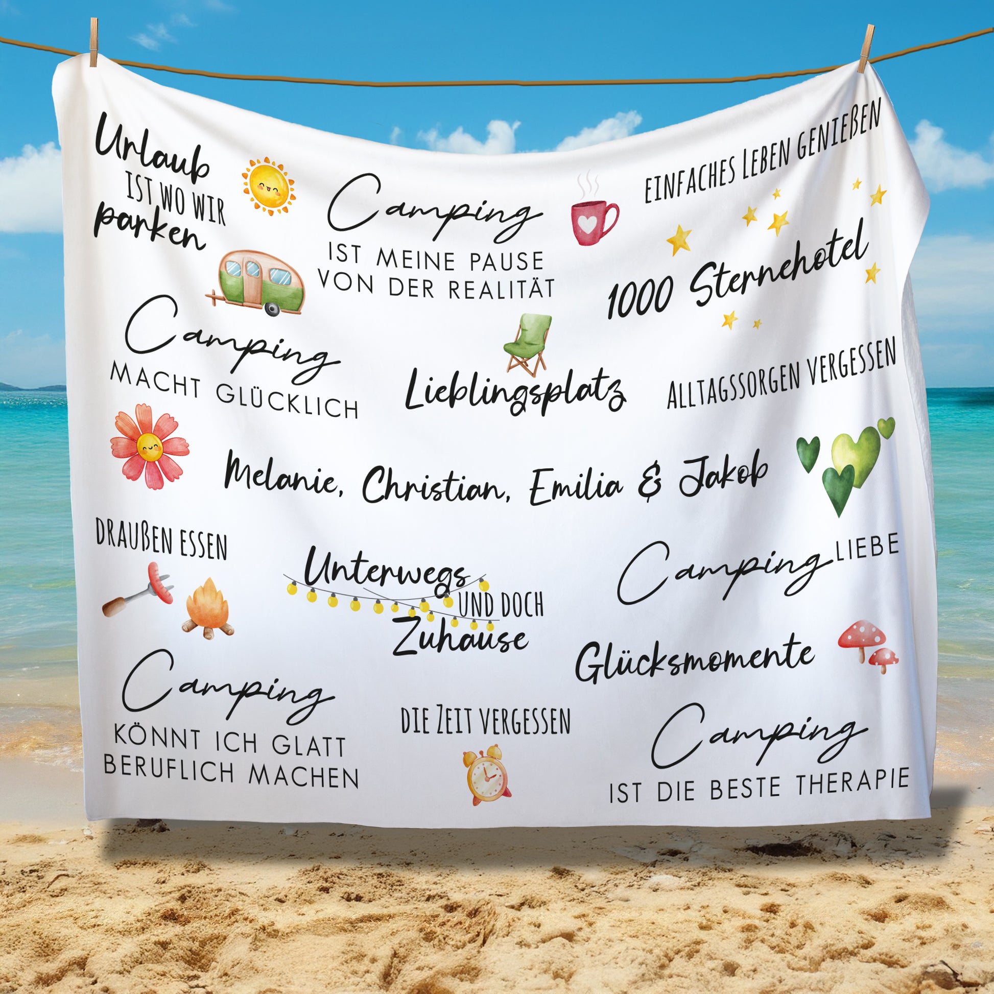 Personalisierbare Sherpadecke für Camping-Liebhaber – ideal als Geschenk für Roadtrips und Picknicks