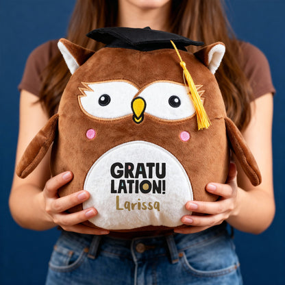 Personalisierte Abi-Eule 'Gratulation!' mit Name | Kuscheltier zum Schulabschluss & Abitur