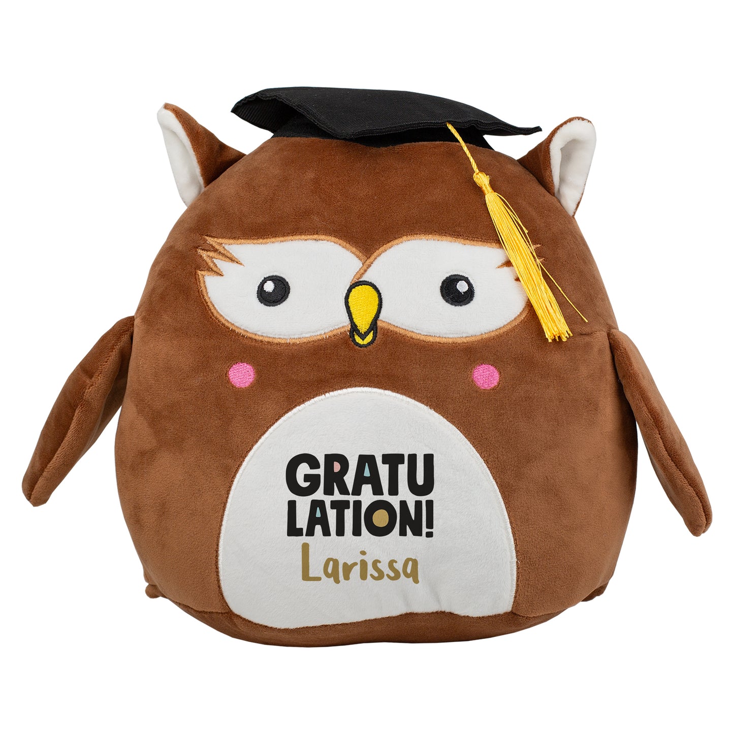 Personalisierte Abi-Eule 'Gratulation!' mit Name | Kuscheltier zum Schulabschluss & Abitur