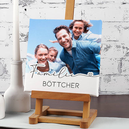 Wundervolle Fotoleinwand mit Wunschtext für Familien, 20x20 cm