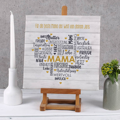 Muttertagsgeschenk - Leinwand mit Herz & Wunschtext 30x30cm
