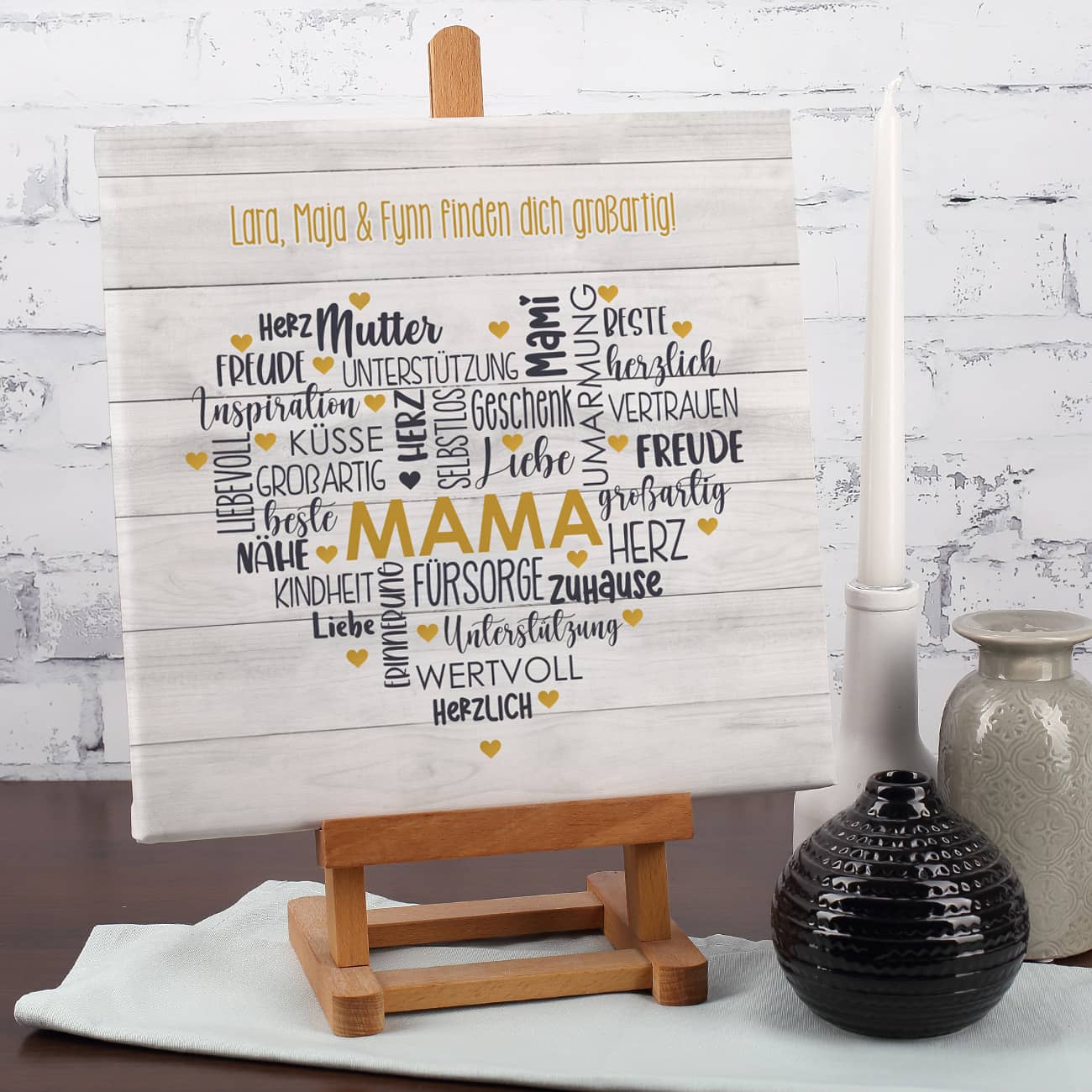 Mama - Leinwand zum Muttertag mit Herz & Wunschtext