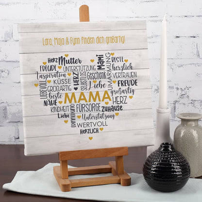 Mama - Leinwand zum Muttertag mit Herz & Wunschtext