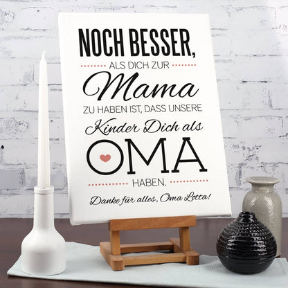 Leinwand mit Kompliment für Oma
