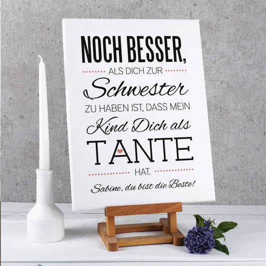 Leinwand mit Spruch und Ihrer Widmung
