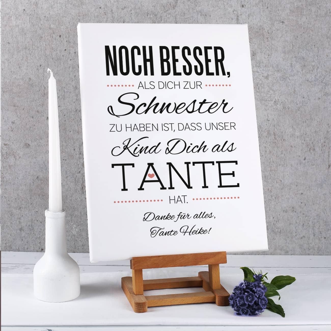 Leinwand Tante mit Spruch und Ihrer Widmung