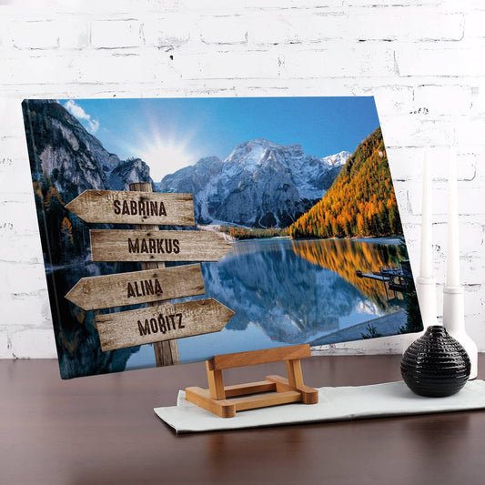 Berge - Leinwand mit 4 Namen oder Daten