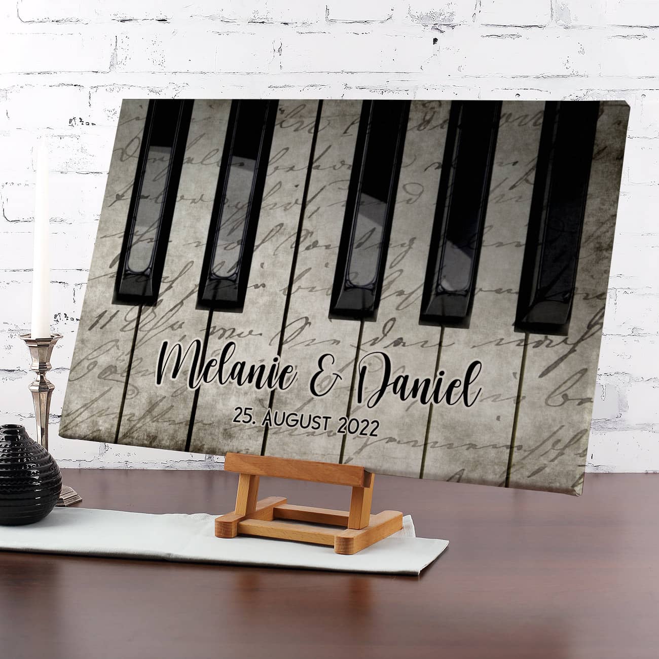 Piano - Leinwand mit zwei Zeilen Text 60x40cm
