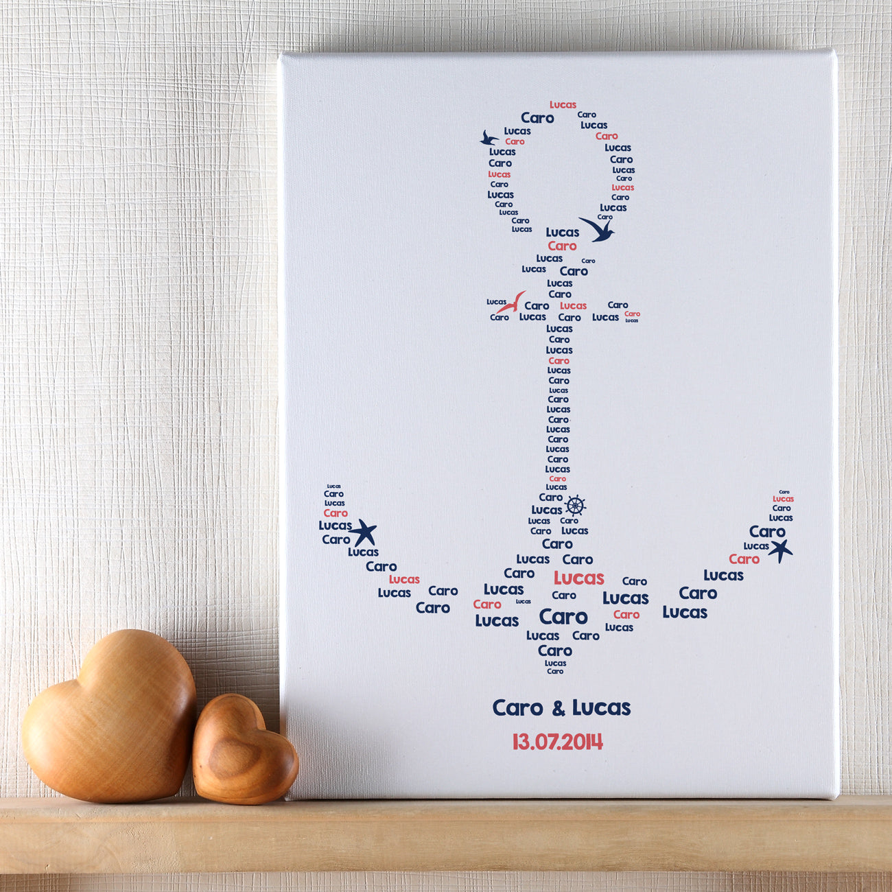 Mit Datum und Namen des Paares