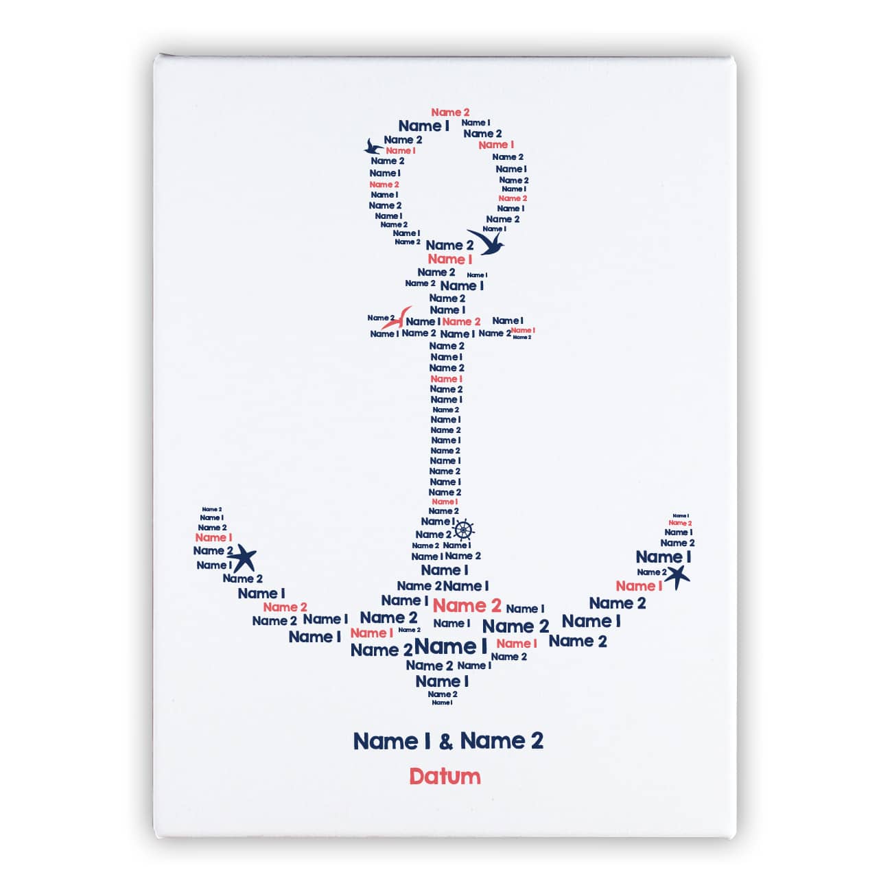 Leinwand mit Wunschnamen und Datum