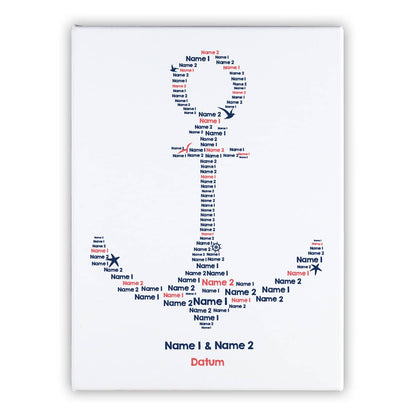 Leinwand mit Wunschnamen und Datum