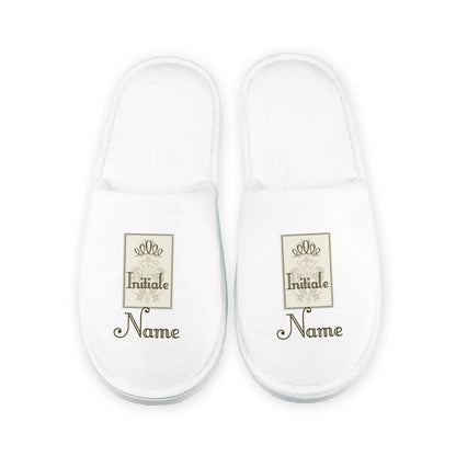 Frottee Slipper Hausschuhe mit Name und Initiale
