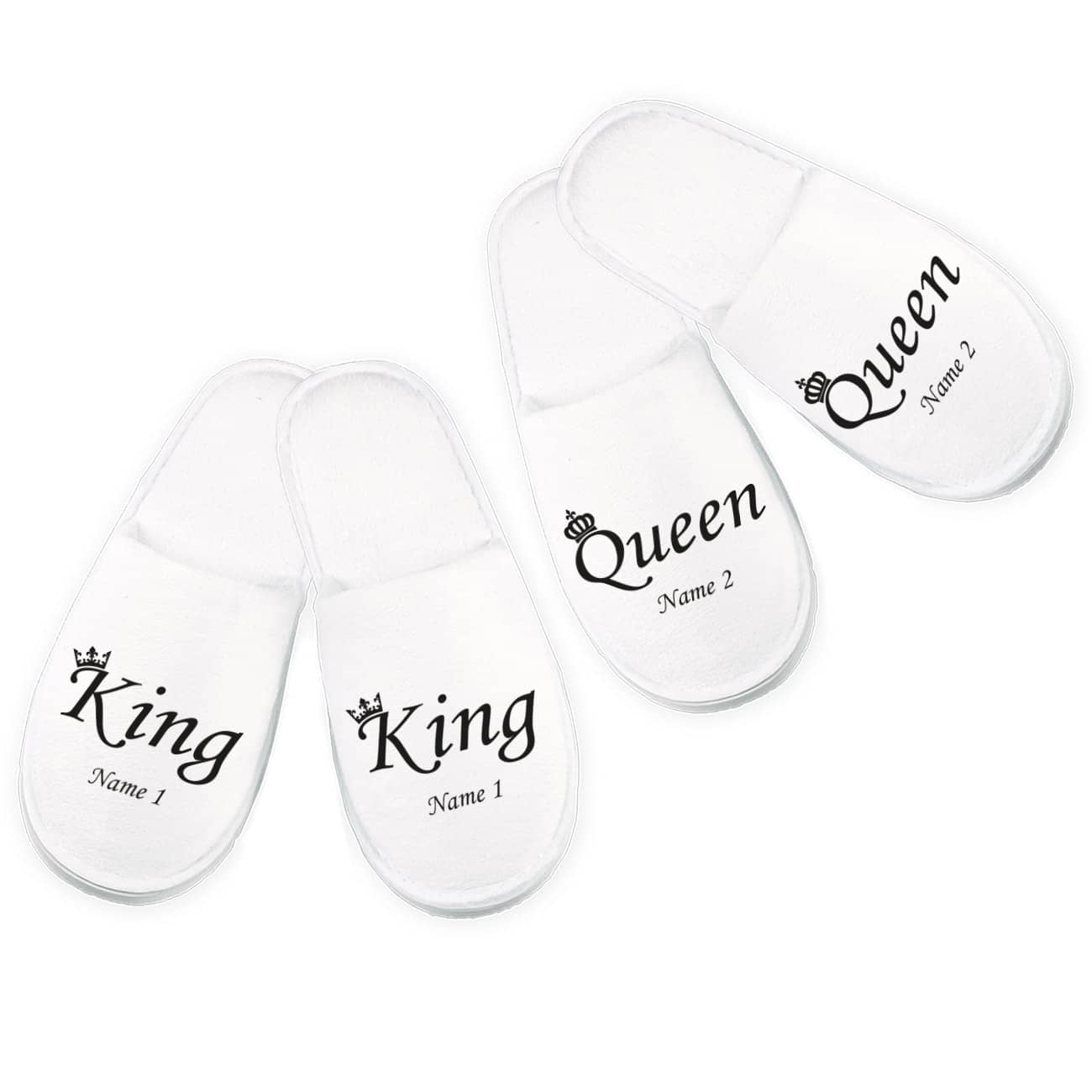 "King & Queen" Pantoffelset mit Ihren Namen