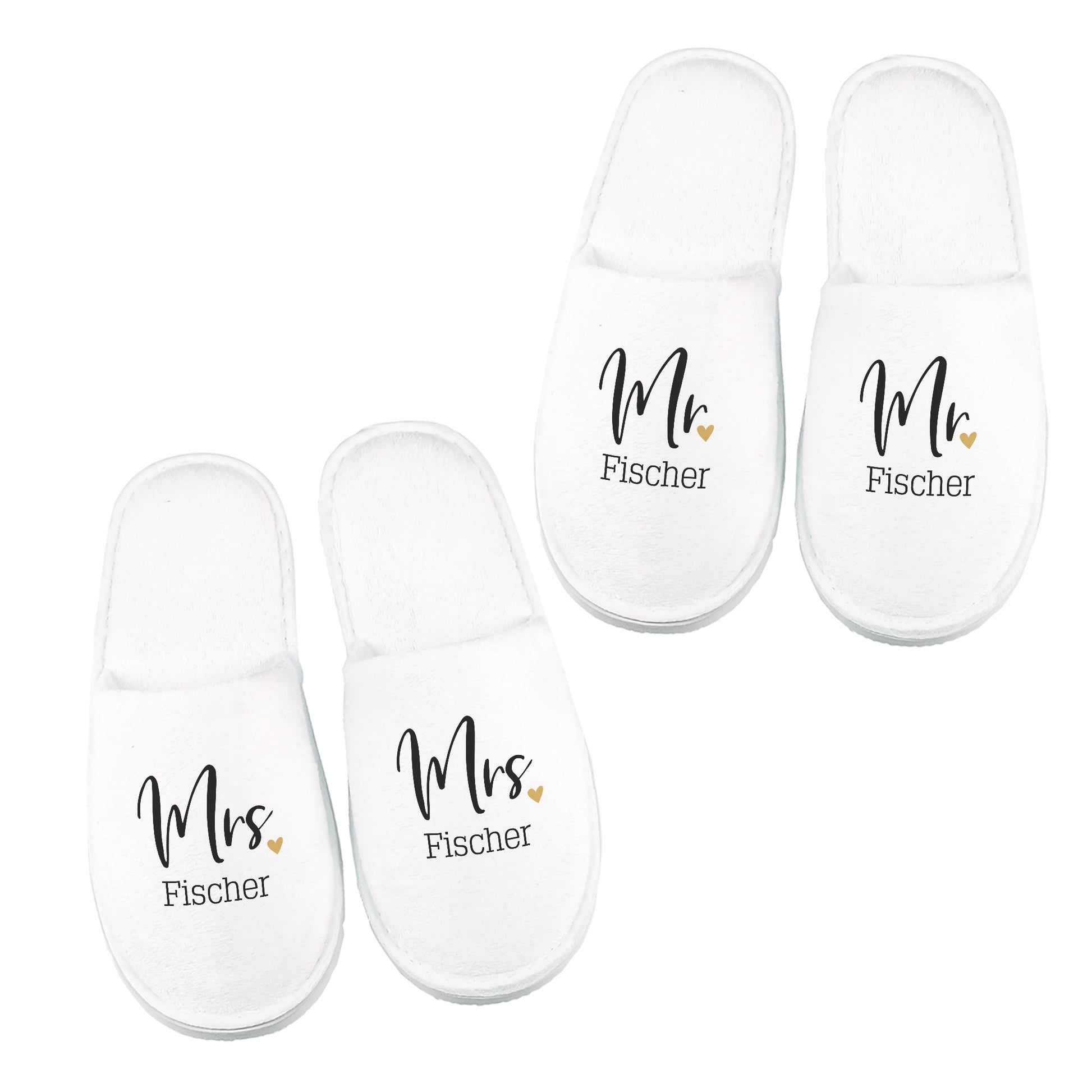 Mr und Mrs Pantoffeln personalisiert mit Namen als Geschenk zur Hochzeit