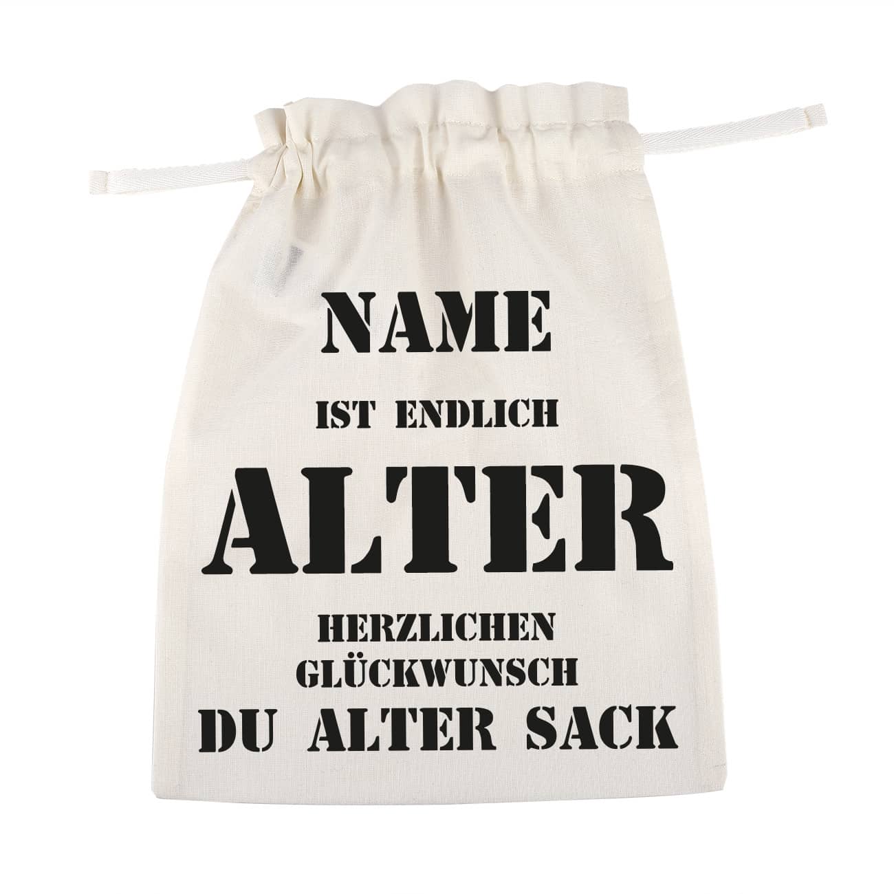 Personalisierter Baumwollsack mit Name und Alter
