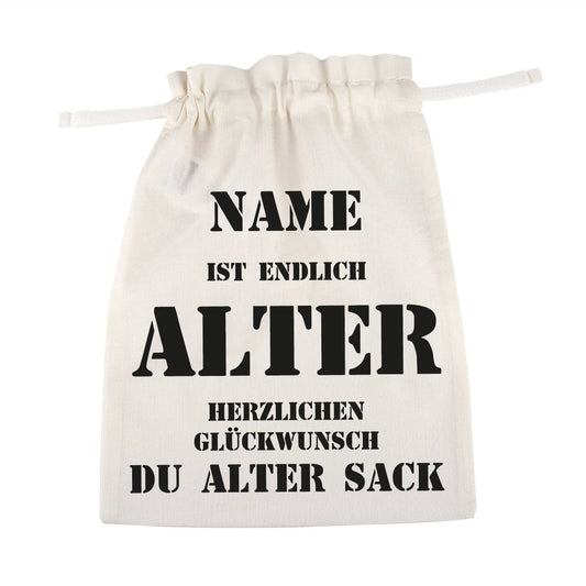 Personalisierter Baumwollsack mit Name und Alter