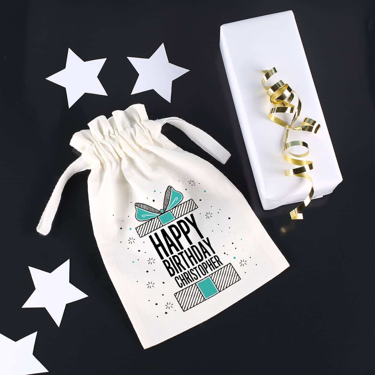 Kleines Geschenksäckchen "Happy Birthday" mit Ihrem Namen