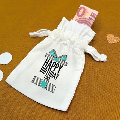 Geldgeschenk-Beutel mit Geburtstagsmotiv und Name „Lina“