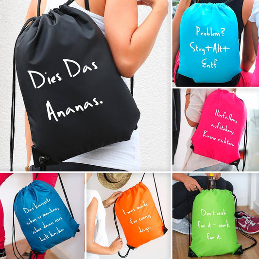 Farbiger Rucksack mit persönlichem Wunschtext