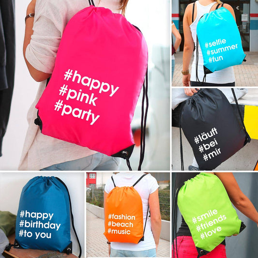 Farbiger Sportbeutel mit Aufdruck